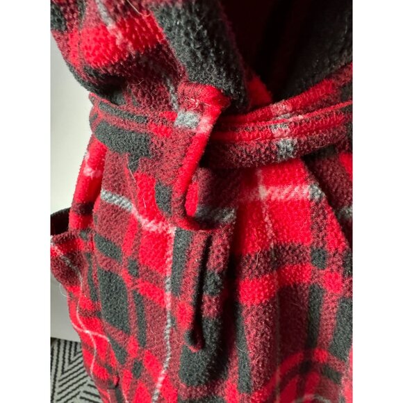 VTG 80s Fruit Of The Loom Mens Sleepwear Robe OS Red & Black Plaid 100% Polyeste - Picture 7 of 16